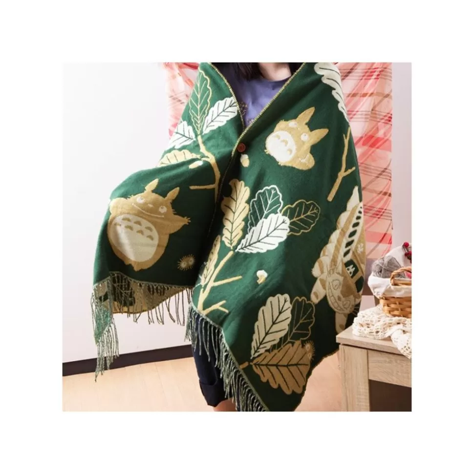 Maison Ghibli Dark Green Stole Oak Leaves - My Neighbor Totoro- Outfits
