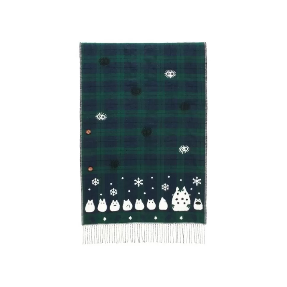 Maison Ghibli Stole With Button Totoro Check Pattern - My Neighbor Tororo- Outfits