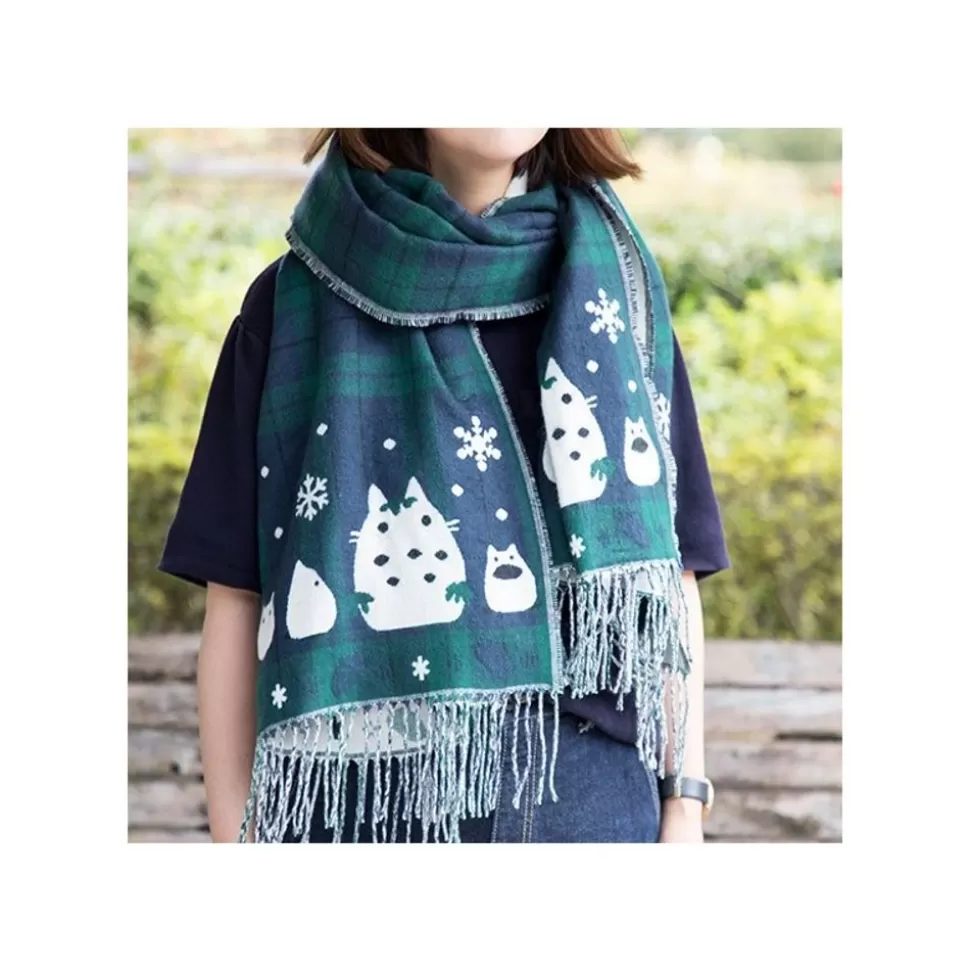 Maison Ghibli Stole With Button Totoro Check Pattern - My Neighbor Tororo- Outfits