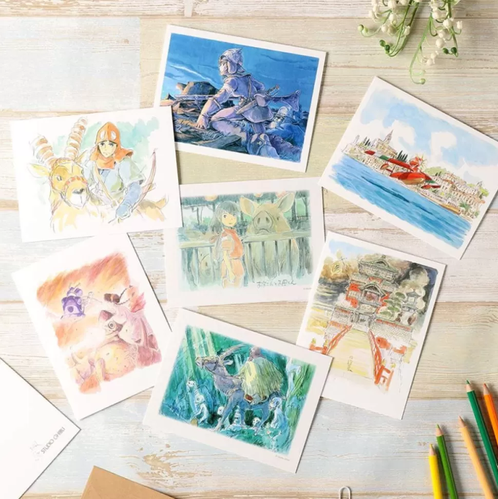 Maison Ghibli Watercolour Greeting Cards 24 X 15,8 Cm Winter - My Neighbor Totoro- Postcards And Letter Papers